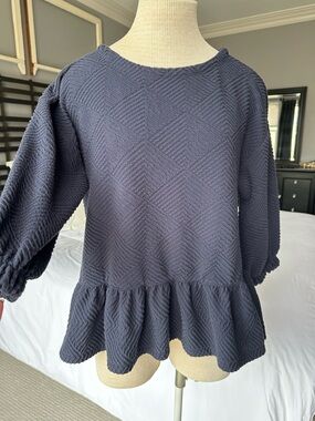 Maeve Peplum Puff Sleeve Top, size medium